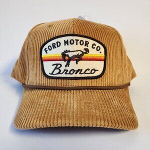 Ford Motor Co Bronco Corduroy Hat Snapback Adjustable Tan H3 Headwear New
